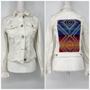 Upcycled White Jean Jacket | Size Small | MB Designs One of a Kind Southwest